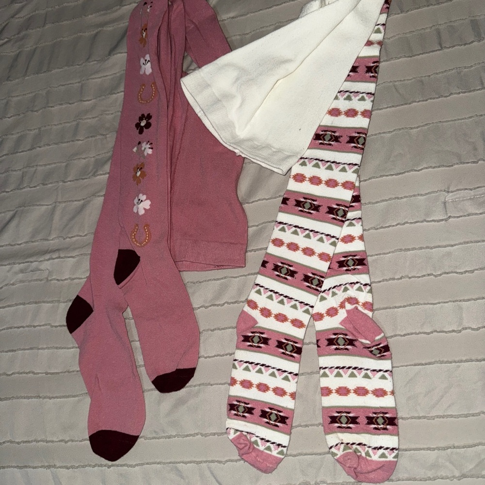 Carter's Pink and White Patterned Kids Tights